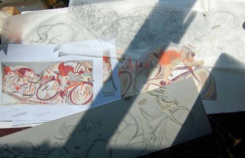 Paul Cleden - Printmaker and Illustrator blog image - Cycling print begins