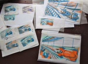 Paul Cleden - Printmaker and Illustrator blog image - Bob-sleigh design sheets