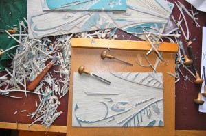 Paul Cleden - Printmaker and Illustrator blog image - Bob-sleigh cuttings