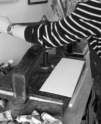 Paul Cleden - Printmaker and Illustrator image from Paul working